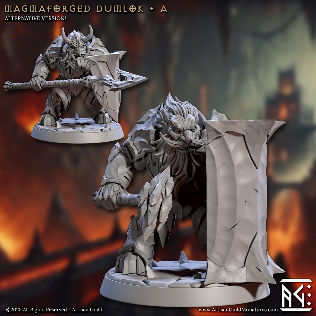 Magmaforged Dulok | Medium | 30mm Base | 32mm | Magmaforged Dulok | Artisan Guild | Dungeons and Dragons | Fantasy Battles | Chaos Dwarves