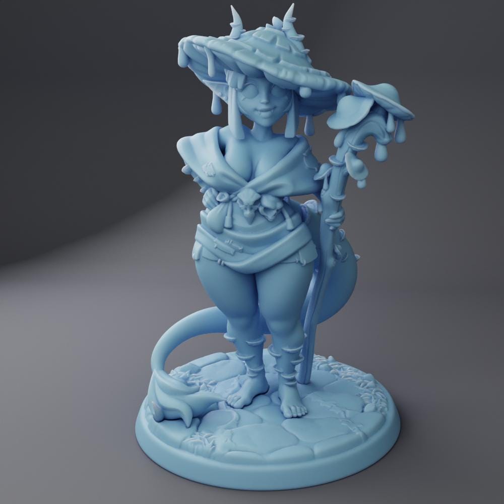 Spore Druid | Tiefling | Medium | Dungeons and Dragons | Pathfinder | Adventurer | Twin Goddess Miniatures | 3D Resin Printed | 8K Quality