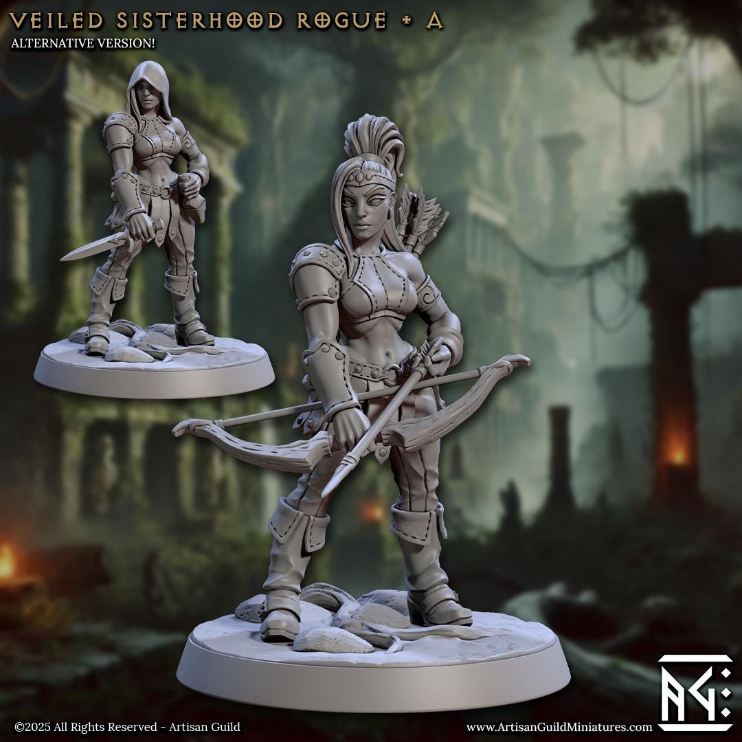 Veiled Sisters | Amazon Rogues | Warriors | 32mm | Medium | Amazon Warrior | Artisan Guild | Veiled Sisterhood | Dungeons and Dragons