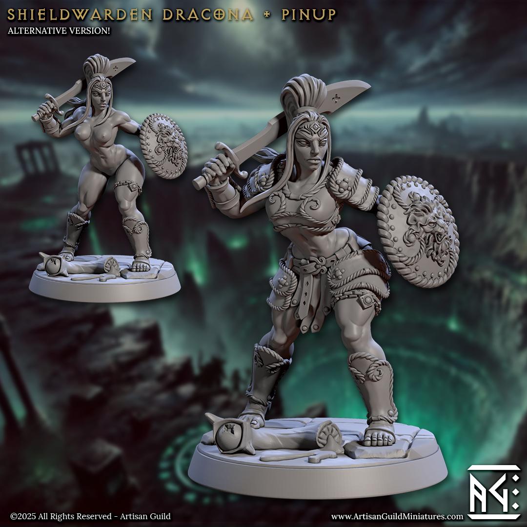 Shielwarden Dracona | Pinup Variant | 32mm | Medium | Hive of the All-Seeing | Artisan Guild | Dungeons and Dragons