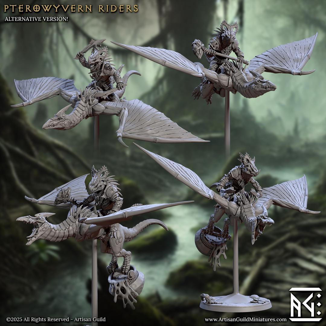 Pterowyvern Riders | Mounted Lizardmen | Medium | 30mm Base | Lizardmen of Falgor's Swamp | Artisan Guild | Dungeons and Dragons | TTRPG