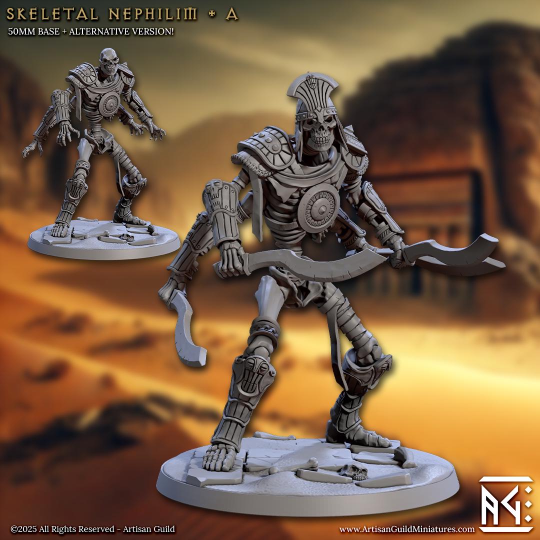 Skeletal Nephilim | 50mm Base | Large | 32mm | Artisan Guild | Tombkeepers | Undead Army | Miniature | 3D Printed | 8K Quality