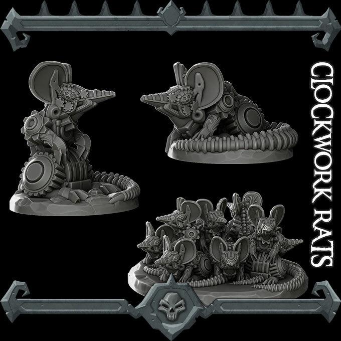 Clockwork Rats | Small/Medium | Rocket Pig Miniatures | Dungeons and Dragons | TTRPG | 8k Quality 3D Printed Miniature | Steampunk