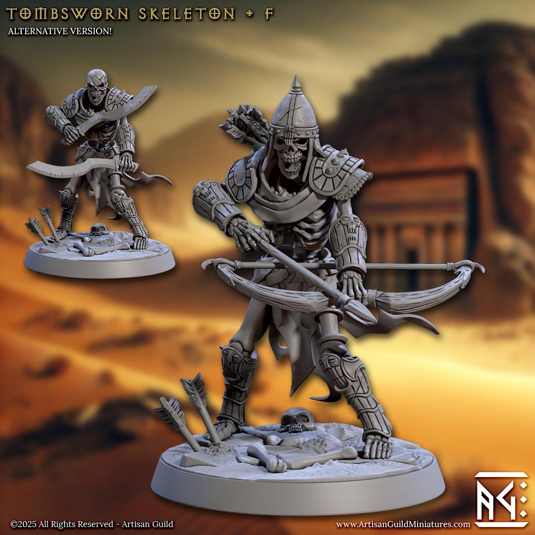 Tombsworn Skeletons | Undead Warriors | 30mm Base | Medium | 32mm | Artisan Guild | Tombkeepers | Miniature | 3D Printed | 8K Quality
