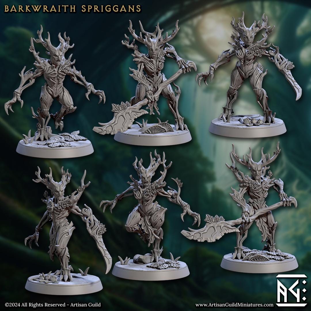Barkwraith Spriggans | Medium | 32mm | Artisan Guild | Spriggan Barkwraiths | Dungeons and Dragons | Resin Printed Miniatures