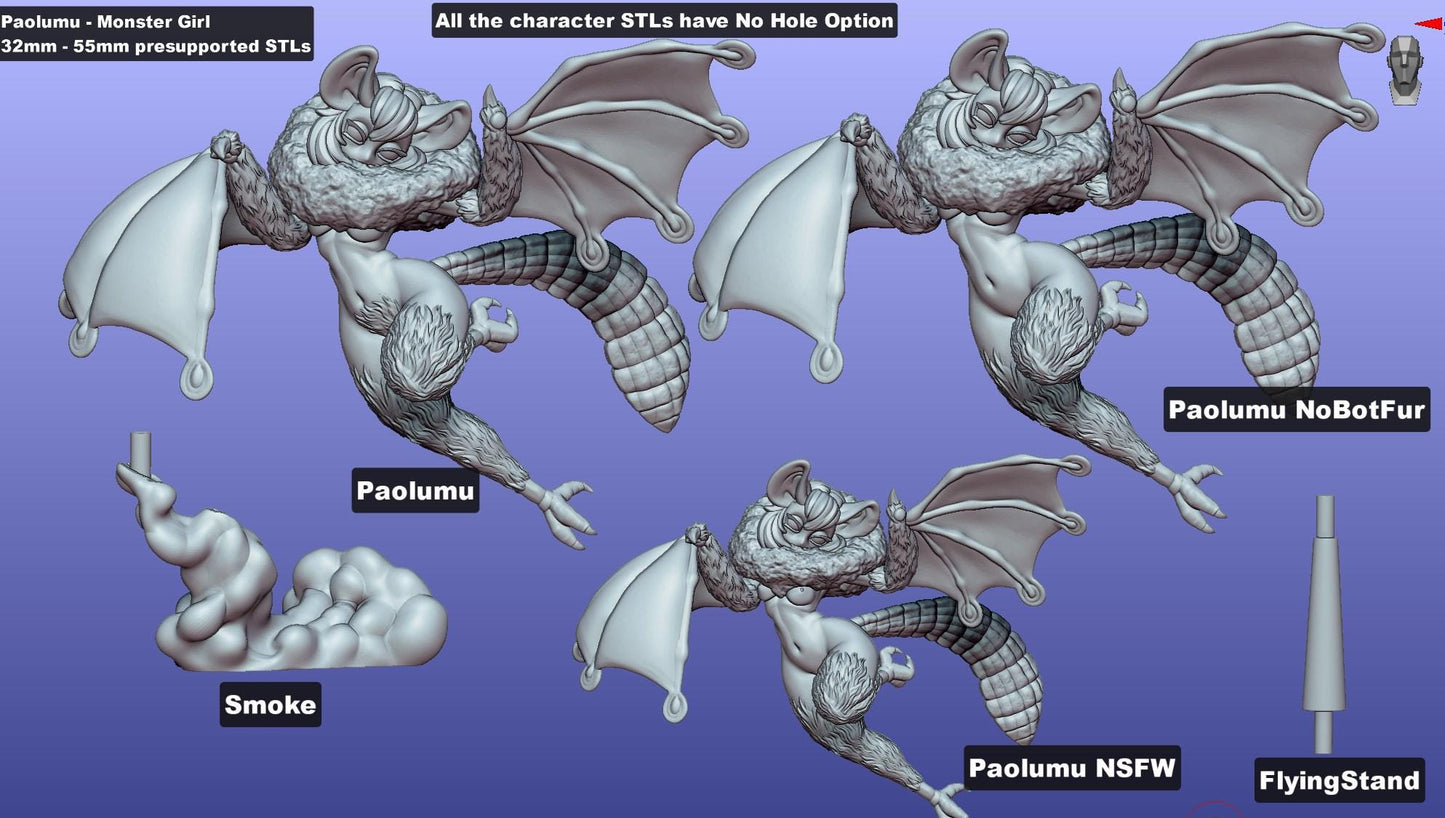 Paolomu | Monster Girl | NSFW Option | Medium | 32mm or 55mm Scale | Gaz Minis | Dungeons and Dragons | TTRPG | Miniature