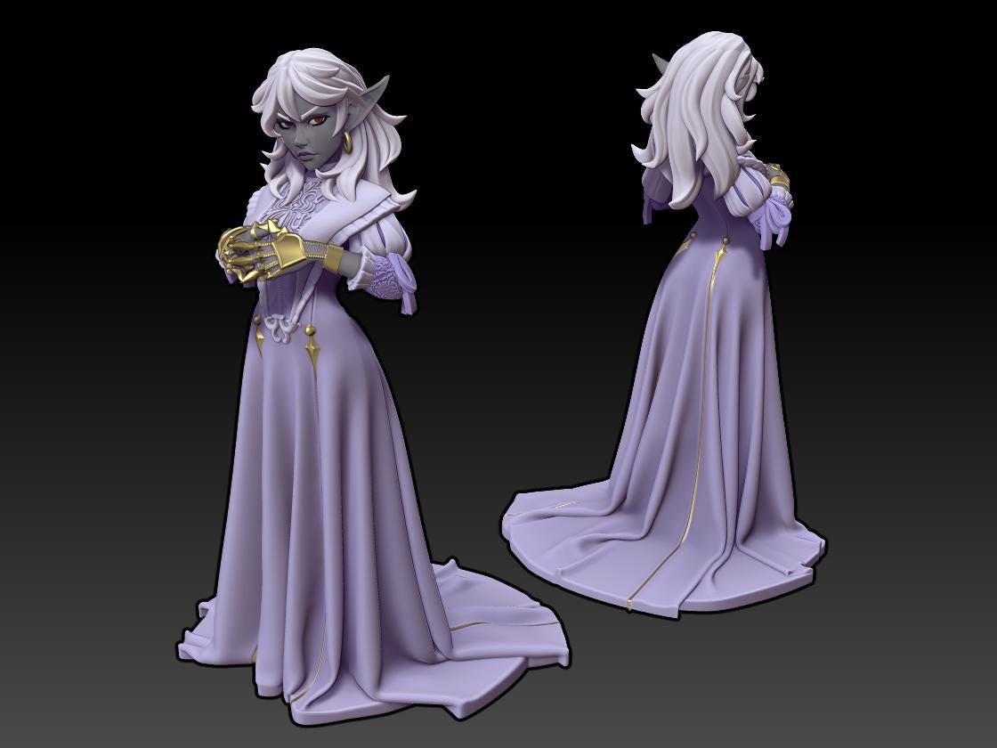 Felynril | Drow Noble | Medium | 32mm | Dungeons and Dragons | Twin Goddess Miniatures