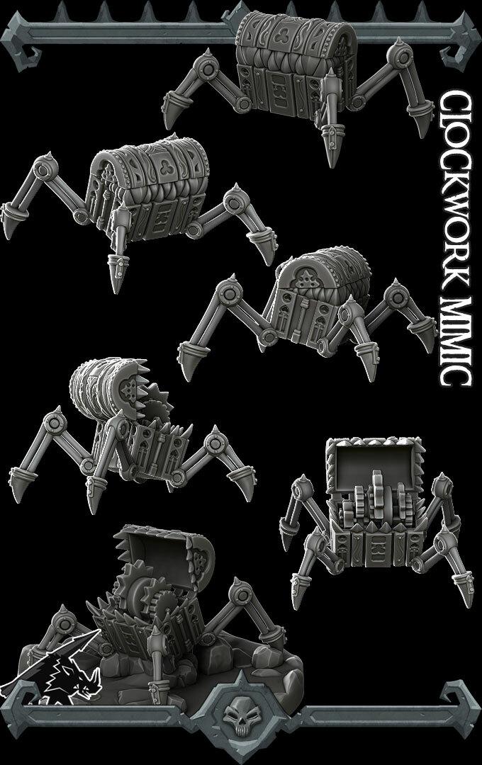 Clockwork Mimic | 65mm Base | Rocket Pig Miniatures | Dungeons and Dragons | TTRPG | 8k Quality 3D Printed Miniature | Steampunk