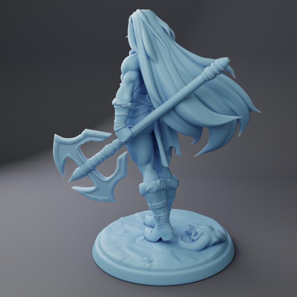 Inga | Female Barbarian | Medium | Dungeons and Dragons | Pathfinder | Adventurer | Twin Goddess Miniatures | 3D Resin Printed | 8K Quality