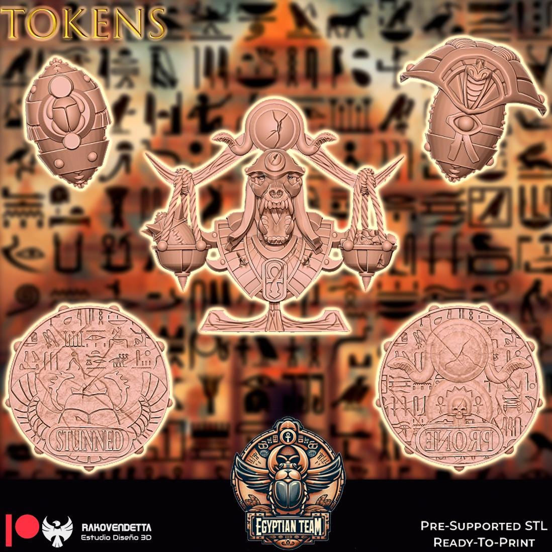 Egyptian Team| Pharoah Team | Fantasy Football | Txarli Factory | 3D Printed Miniature | 8K Quality Resin | Bases Included | TTRPG