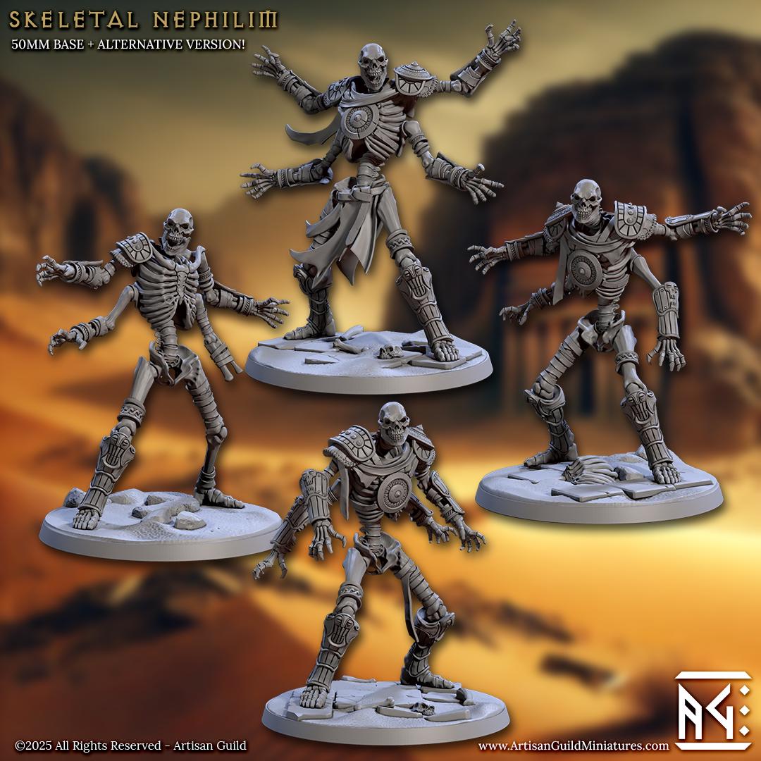 Skeletal Nephilim | 50mm Base | Large | 32mm | Artisan Guild | Tombkeepers | Undead Army | Miniature | 3D Printed | 8K Quality