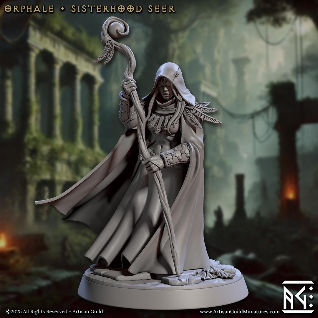 Orphale | Sisterhood Seer | 32mm | Medium | Amazon Warrior | Artisan Guild | Veiled Sisterhood | Dungeons and Dragons