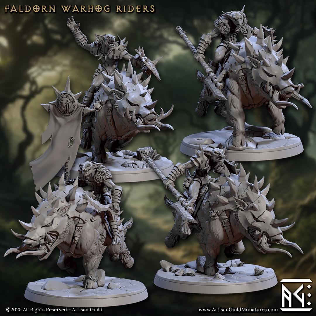 Faldorn Warhog Riders | 12 Variants | 32mm Scale | Large | Faldorn Hobgoblins | Artisan Guild | TTRPG | Dungeons and Dragons