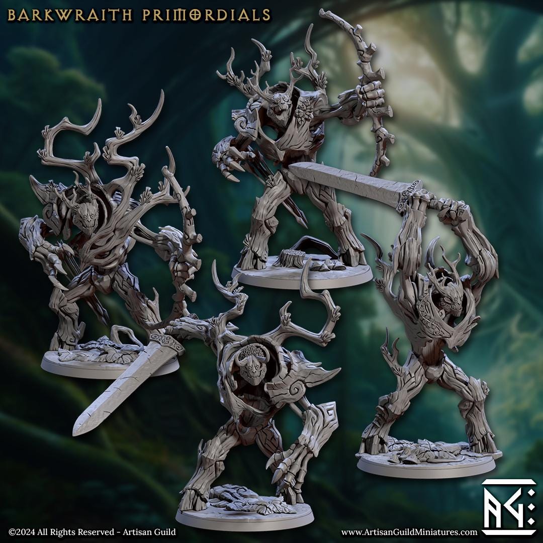 Barkwraith Primordials | Large | 50mm Base | 32mm | Artisan Guild | Spriggan Barkwraiths | Dungeons and Dragons | Resin Printed Miniatures