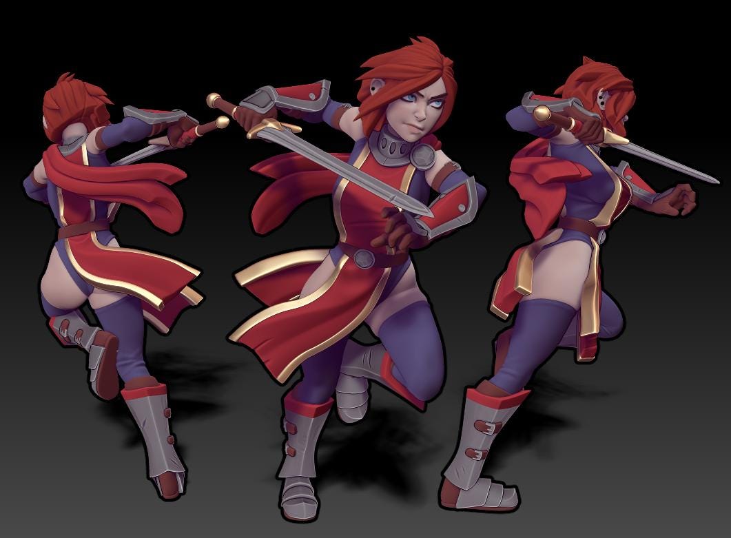 Gwen | Human Fighter | Medium | Paladin | Knight | Warrior | Twin Goddess Miniatures | Dungeons and Dragons | TTRPG