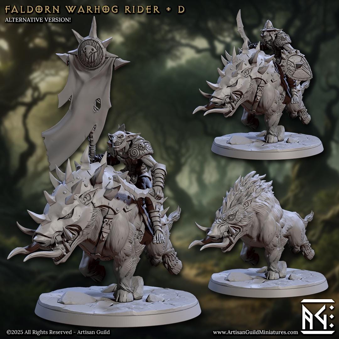 Faldorn Warhog Riders | 12 Variants | 32mm Scale | Large | Faldorn Hobgoblins | Artisan Guild | TTRPG | Dungeons and Dragons