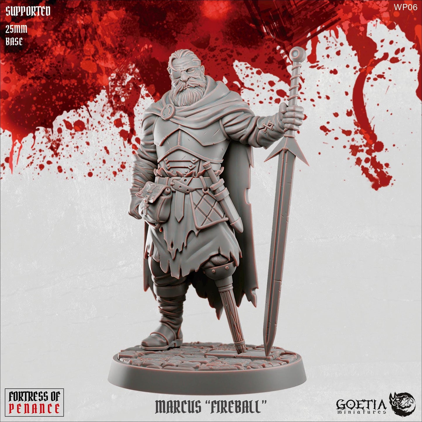 Marcus Fireball | 25mm Base | Dungeon Hero | Goetia Miniatures | Fortress of Penance | Dungeons and Dragons | 8k Quality 3D Printed Model