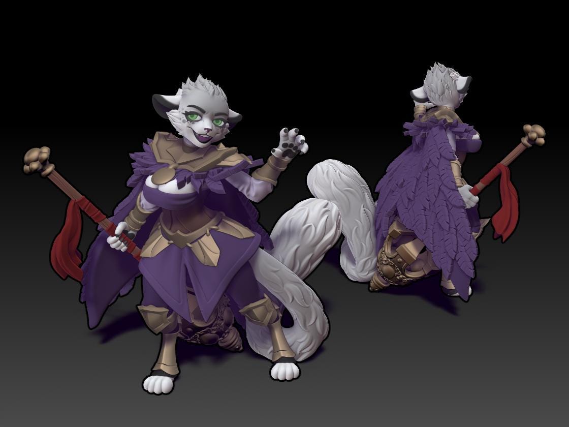 Tabaxi Cleric | Female Tabaxi | Medium | Dungeons and Dragons | Twin Goddess Miniautres