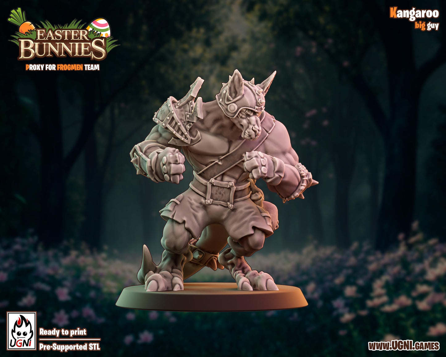 Easter Bunnies | Frogman Team | Kangaroo Big Guy | Fantasy Football | Ugni | Dungeons and Dragons | TTRPG | 8K 3D Resin Printed Miniature