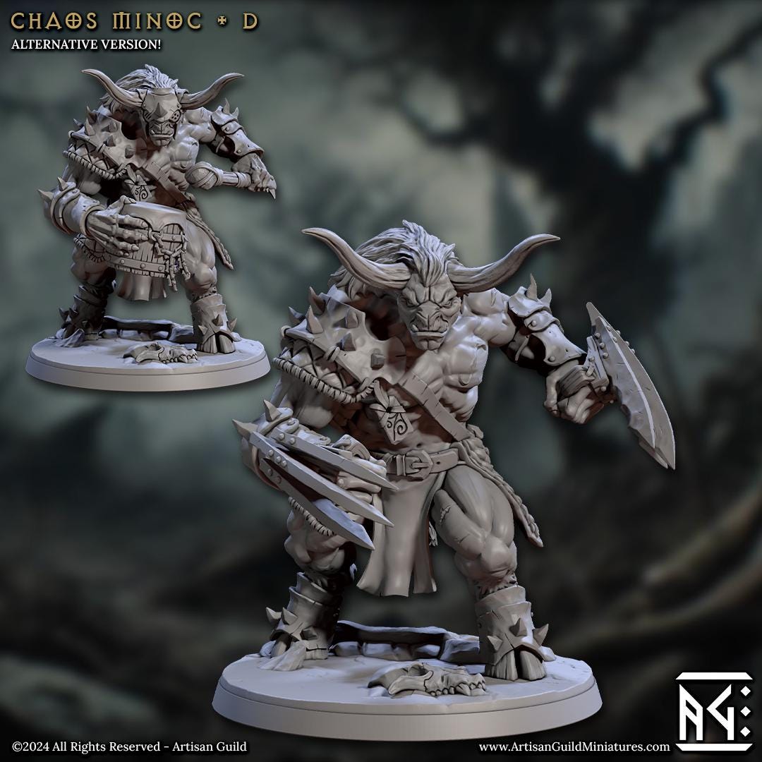 Chaos Minocs | Large | 40mm Base | 32mm | Rise of the Beastmen | Artisan Guild | Dungeons and Dragons | Fantasy Battles