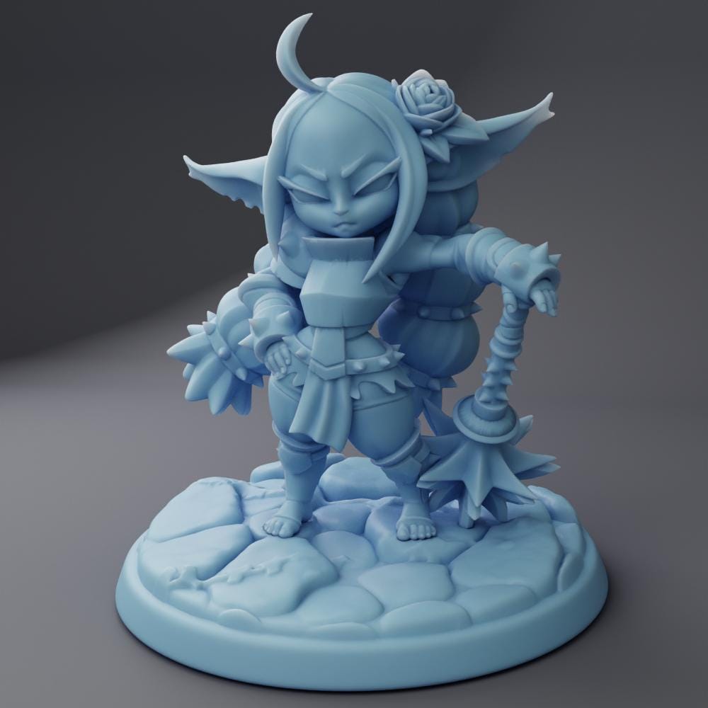 Thistle | Goblin Fighter | Medium | Female Goblin | Paladin | Knight | Warrior | Twin Goddess Miniatures | Dungeons and Dragons | TTRPG