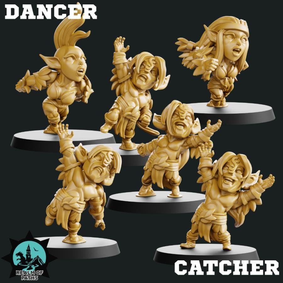 Forest Elf Team | Chibi Elven Team | Treeman | Thrower | Catcher | Linemen | Fantasy Football | Realm of Paths