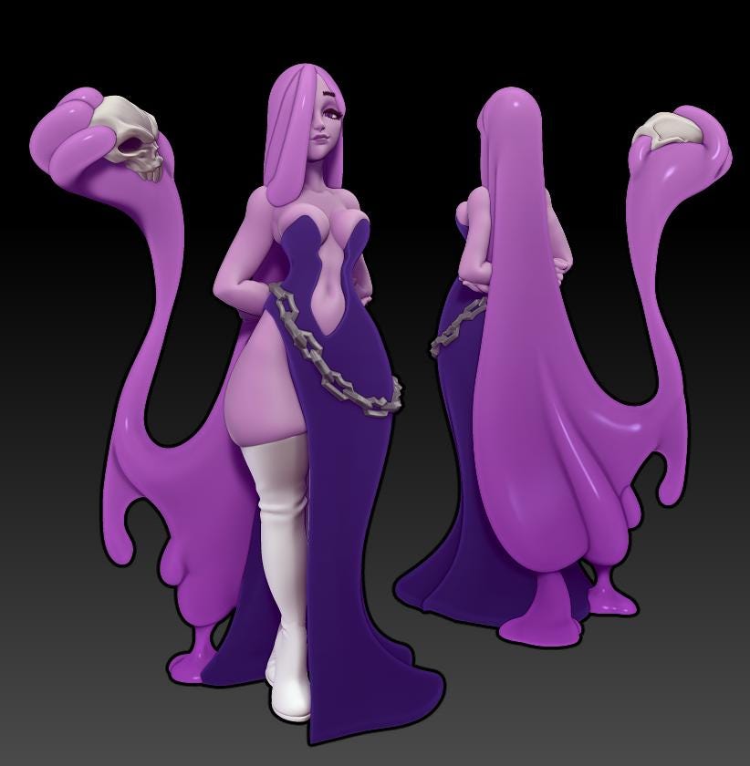 Slime Mancer and Necro Slime Golem | Medium | 32mm | Elemental Mancers | Twin Goddess Miniatures