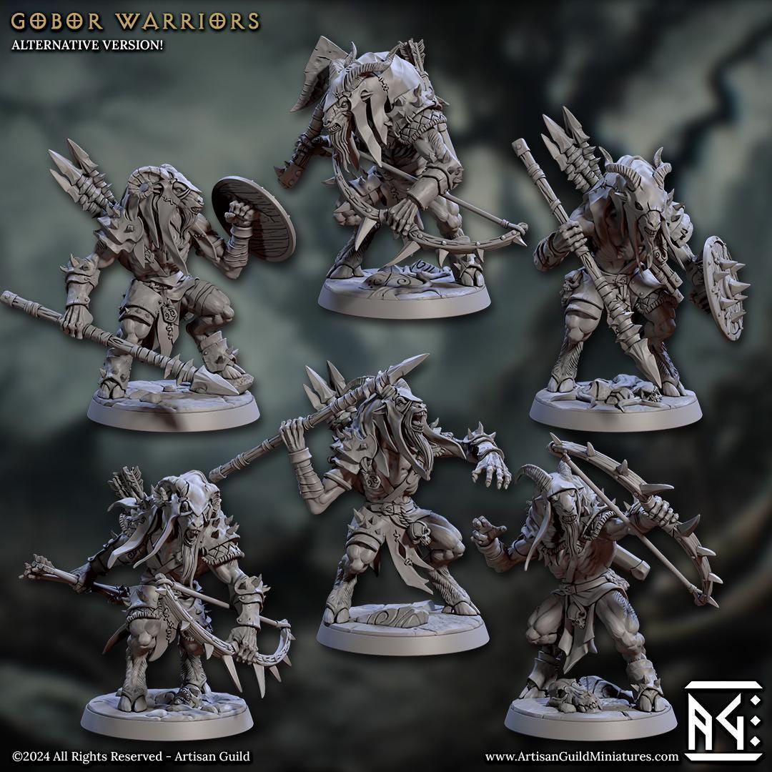 Gobor Warriors | Medium | 30mm Base | 32mm | Rise of the Beastmen | Artisan Guild | Dungeons and Dragons | Fantasy Battles