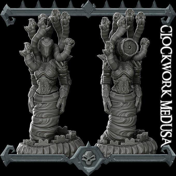 Clockwork Medusa | Large | Rocket Pig Miniatures | Dungeons and Dragons | TTRPG | 8k Quality 3D Printed Miniature | Steampunk | Mechanical