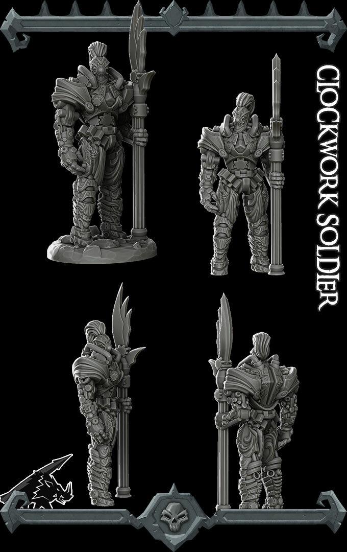 Clockwork Soldier | 30mm Base | Rocket Pig Miniatures | Dungeons and Dragons | TTRPG | 8k Quality 3D Printed Miniature | Steampunk