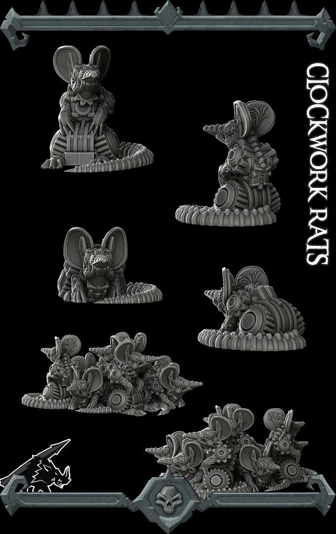 Clockwork Rats | Small/Medium | Rocket Pig Miniatures | Dungeons and Dragons | TTRPG | 8k Quality 3D Printed Miniature | Steampunk