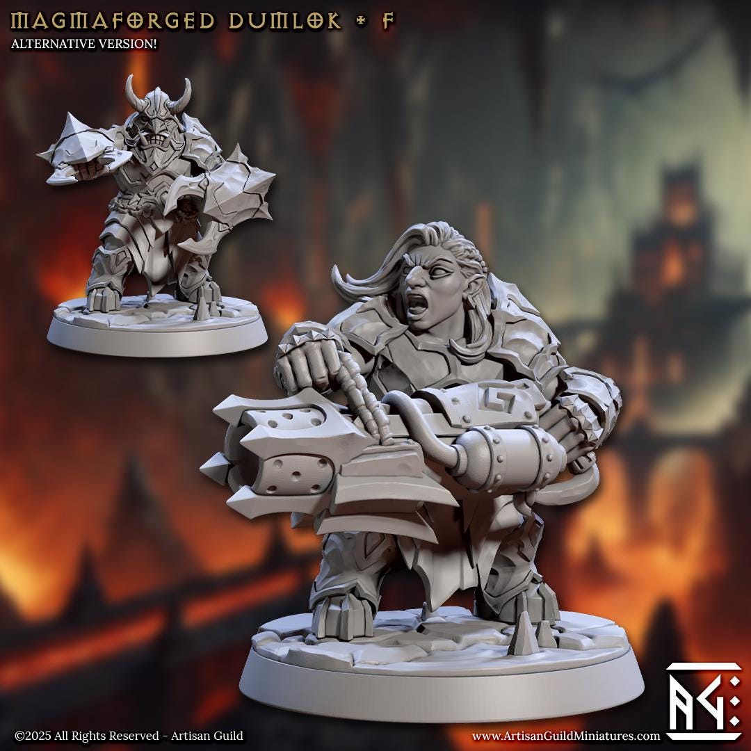 Magmaforged Dulok | Medium | 30mm Base | 32mm | Magmaforged Dulok | Artisan Guild | Dungeons and Dragons | Fantasy Battles | Chaos Dwarves