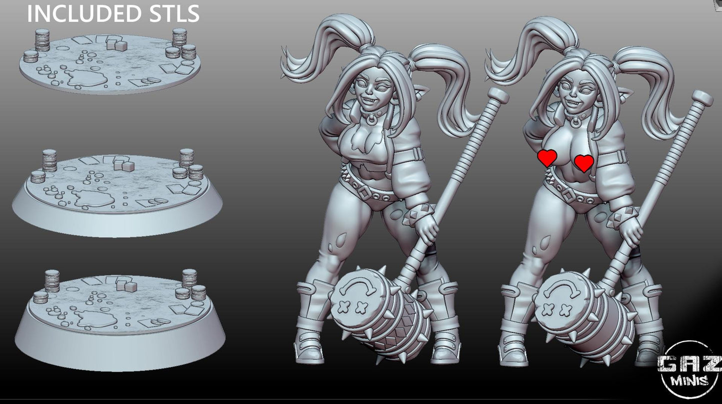 Gobbo Quinn | Goblin Harlot | NSFW Option | Medium | 32mm or 55mm Scale | Gaz Minis | Dungeons and Dragons | TTRPG | Miniature