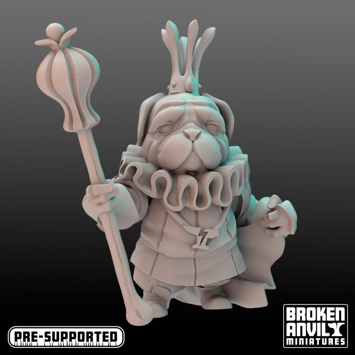 a statue of a rabbit holding a stick