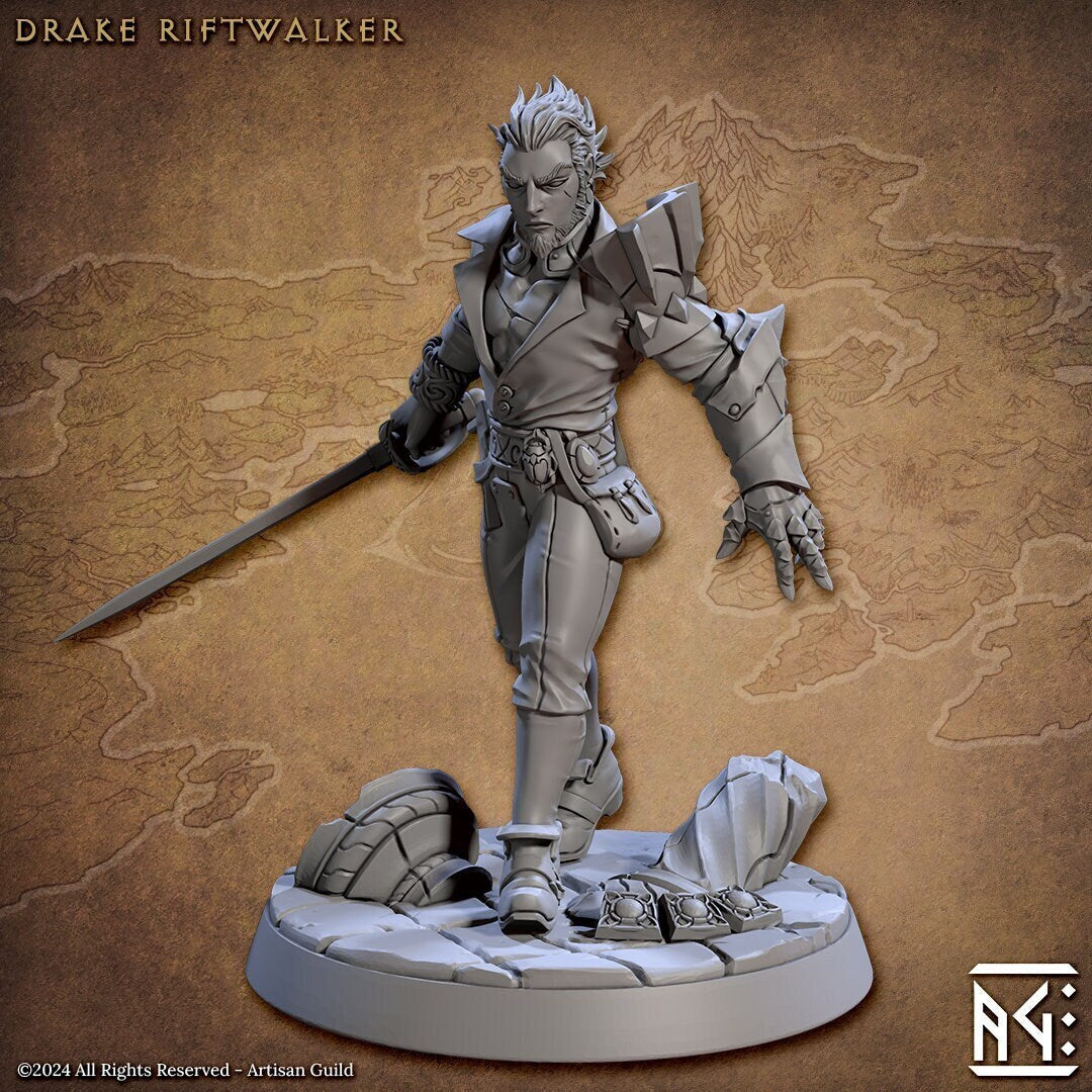 Drake Riftwalker | Medium | 32mm | Raid at the Temple of Ifrit | Artisan Guild | TTRPG | Demon Hunters | Tiefling | Dungeons and Dragons