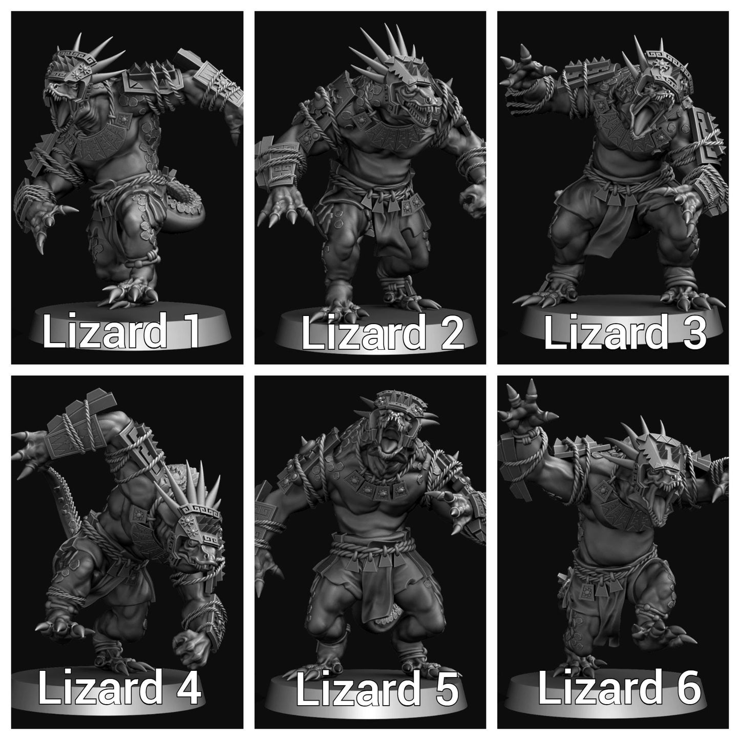 Cold Blooded Lizards | Lizard Team | Crocodile Big Guy | Fantasy Football | Realm of Paths | Dungeons and Dragons | Resin Printed Miniature
