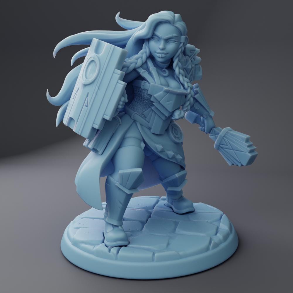 Vamoth | Dwarven Cleric | Medium | Female Dwarf | Paladin | Knight | Warrior | Twin Goddess Miniatures | Dungeons and Dragons | TTRPG