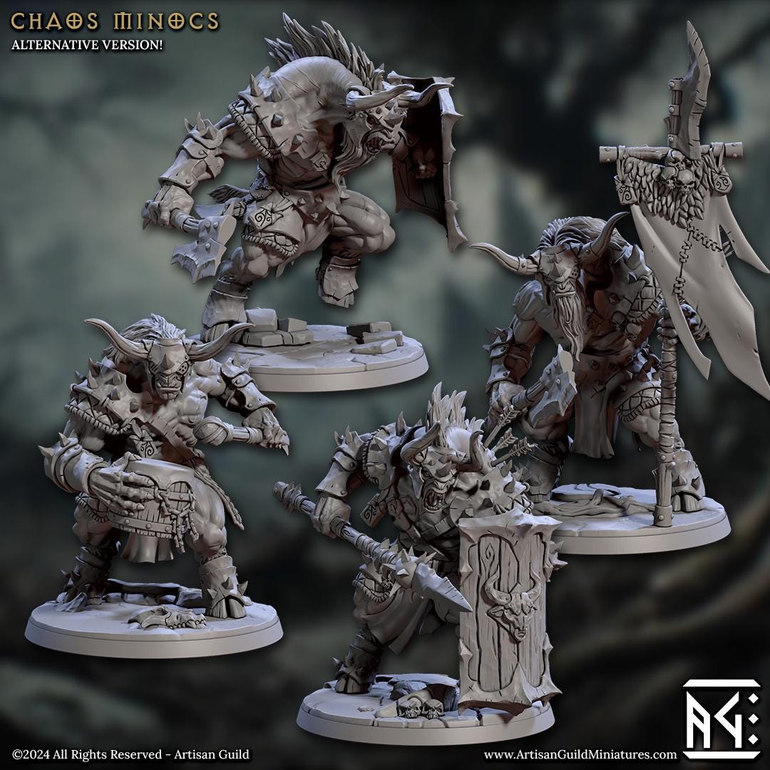Chaos Minocs | Large | 40mm Base | 32mm | Rise of the Beastmen | Artisan Guild | Dungeons and Dragons | Fantasy Battles