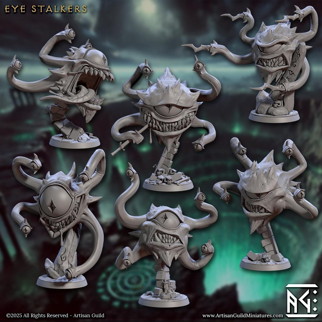 Eye Stalkers | 12 Variations | 32mm | Medium | 30mm Base| Eye Tyrant | Hive of the All-Seeing | Artisan Guild | Dungeons and Dragons