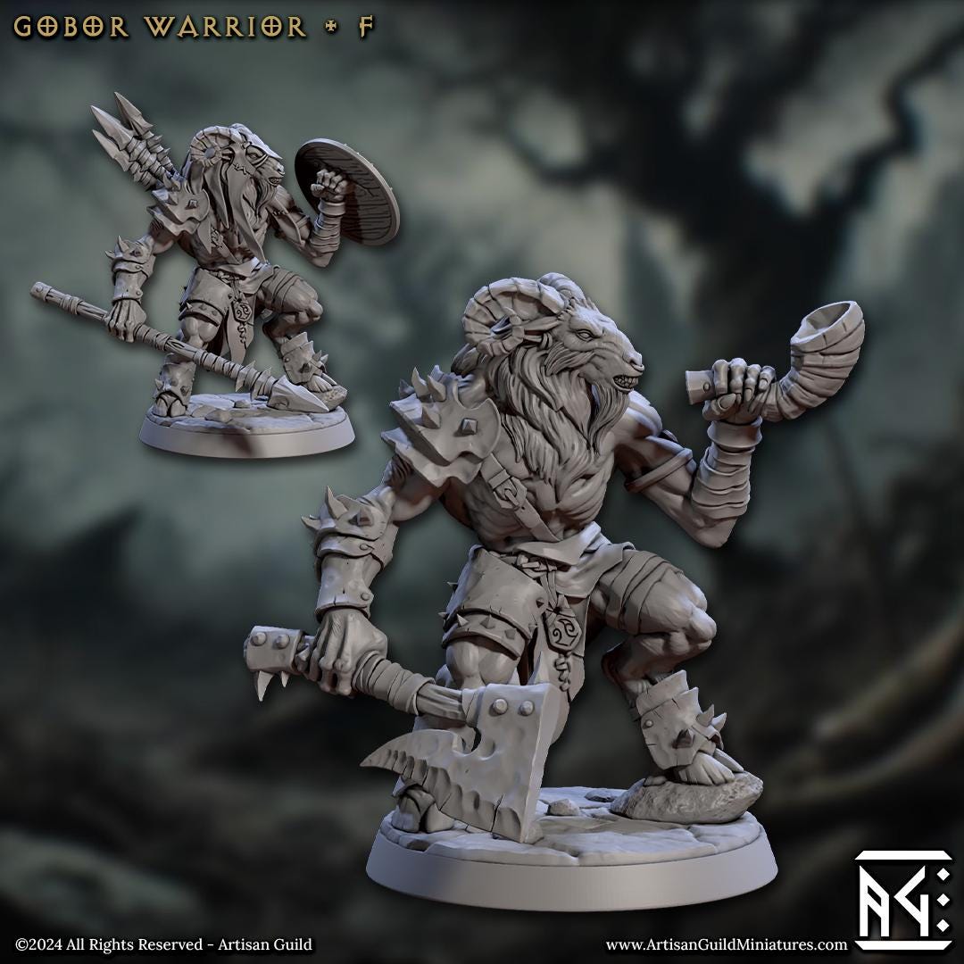 Gobor Warriors | Medium | 30mm Base | 32mm | Rise of the Beastmen | Artisan Guild | Dungeons and Dragons | Fantasy Battles