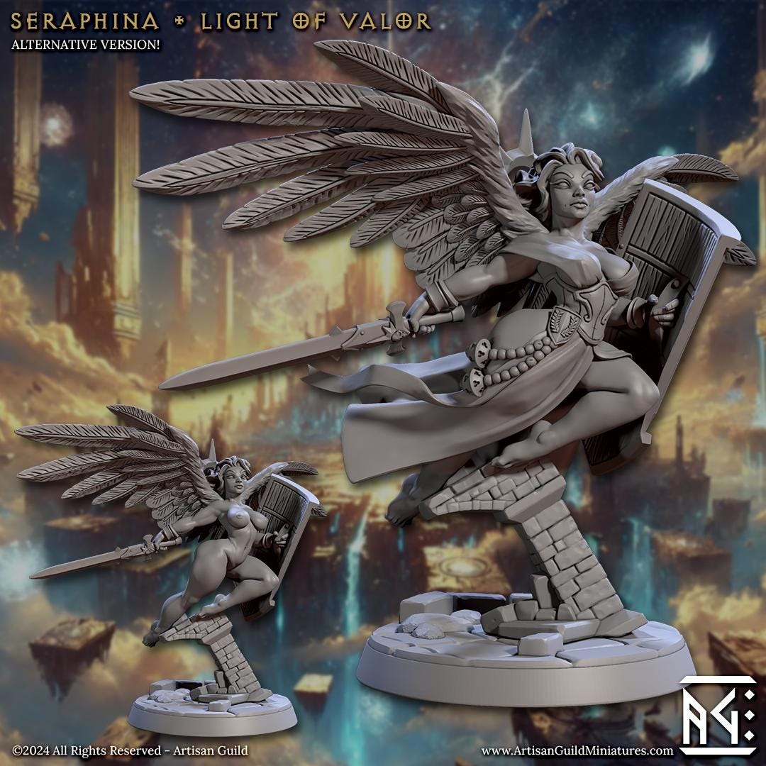 Seraphina | Seraphim Warrior | Pinup | 2 Variations | Medium | 32mm | Artisan Guild | Malakim Vindicators