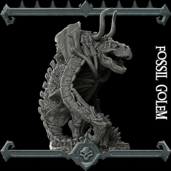 Fossil Golem | Large | Rocket Pig Miniatures | Dungeons and Dragons | TTRPG | 8k Quality 3D Printed Miniature | Dinosaur | Bone Golem