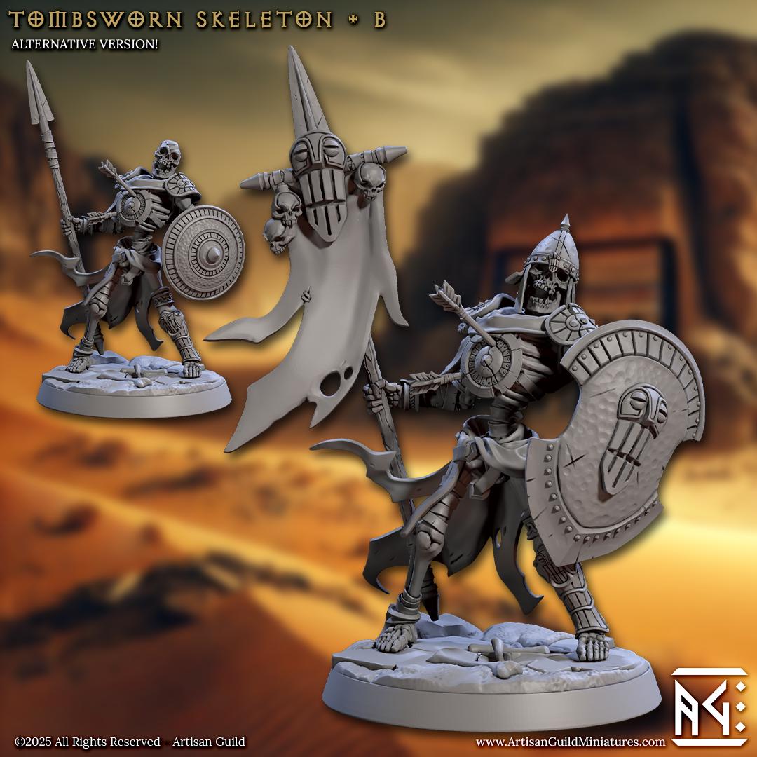 Tombsworn Skeletons | Undead Warriors | 30mm Base | Medium | 32mm | Artisan Guild | Tombkeepers | Miniature | 3D Printed | 8K Quality