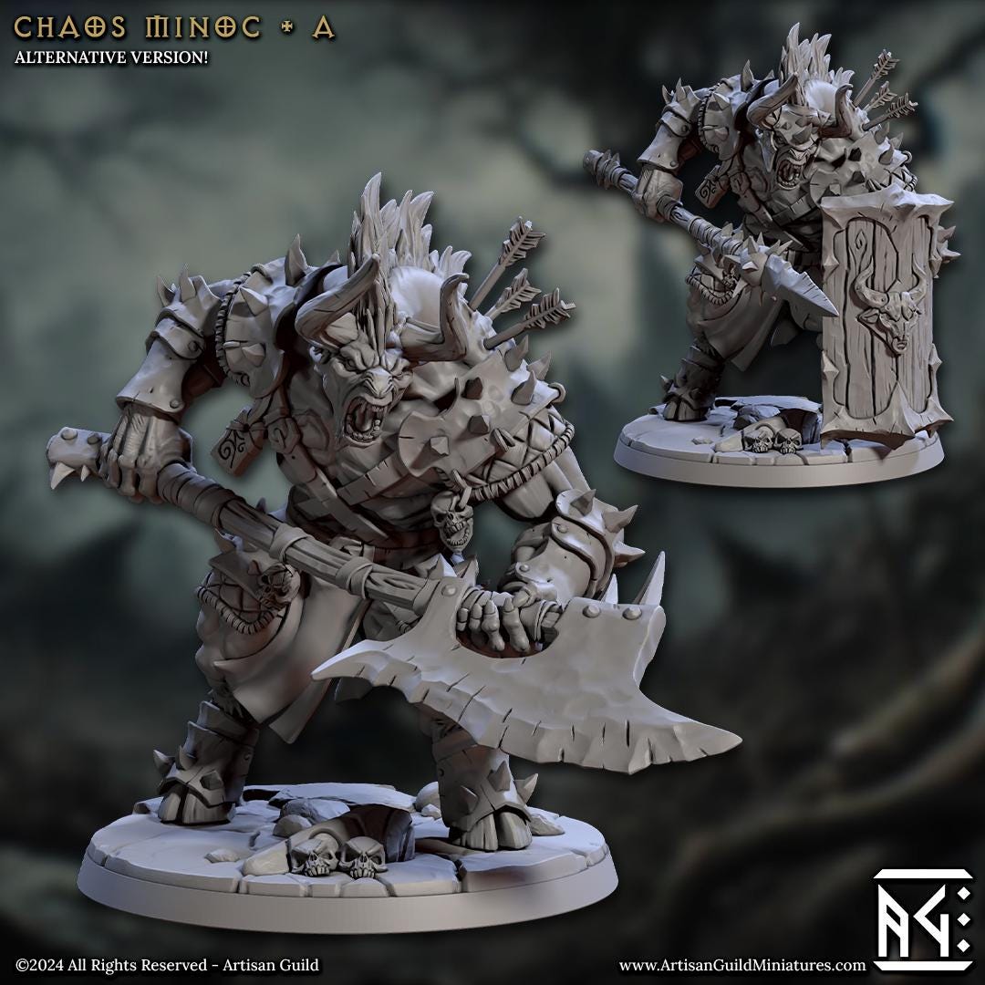 Chaos Minocs | Large | 40mm Base | 32mm | Rise of the Beastmen | Artisan Guild | Dungeons and Dragons | Fantasy Battles
