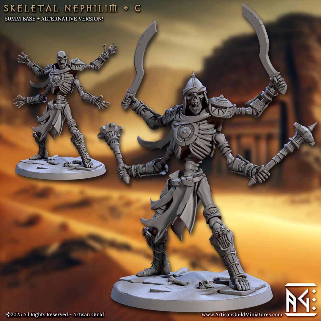 Skeletal Nephilim | 50mm Base | Large | 32mm | Artisan Guild | Tombkeepers | Undead Army | Miniature | 3D Printed | 8K Quality