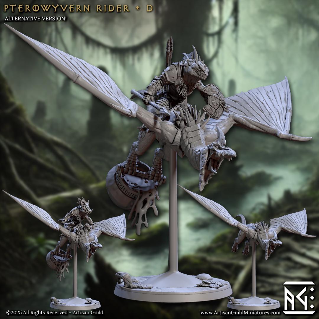 Pterowyvern Riders | Mounted Lizardmen | Medium | 30mm Base | Lizardmen of Falgor's Swamp | Artisan Guild | Dungeons and Dragons | TTRPG