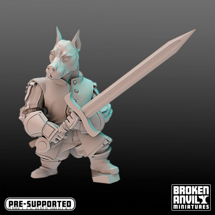 a stylized image of a robot with a sword