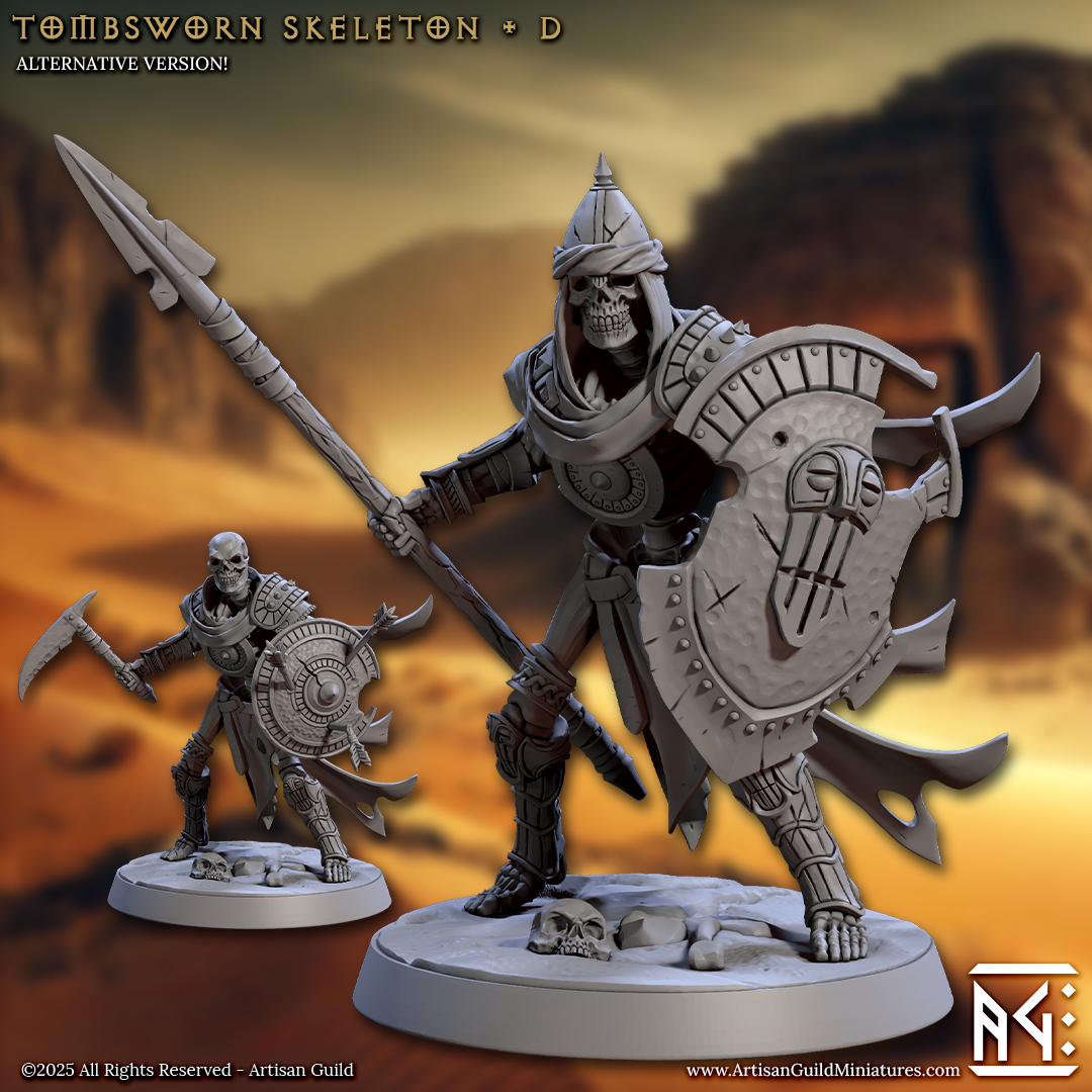 Tombsworn Skeletons | Undead Warriors | 30mm Base | Medium | 32mm | Artisan Guild | Tombkeepers | Miniature | 3D Printed | 8K Quality