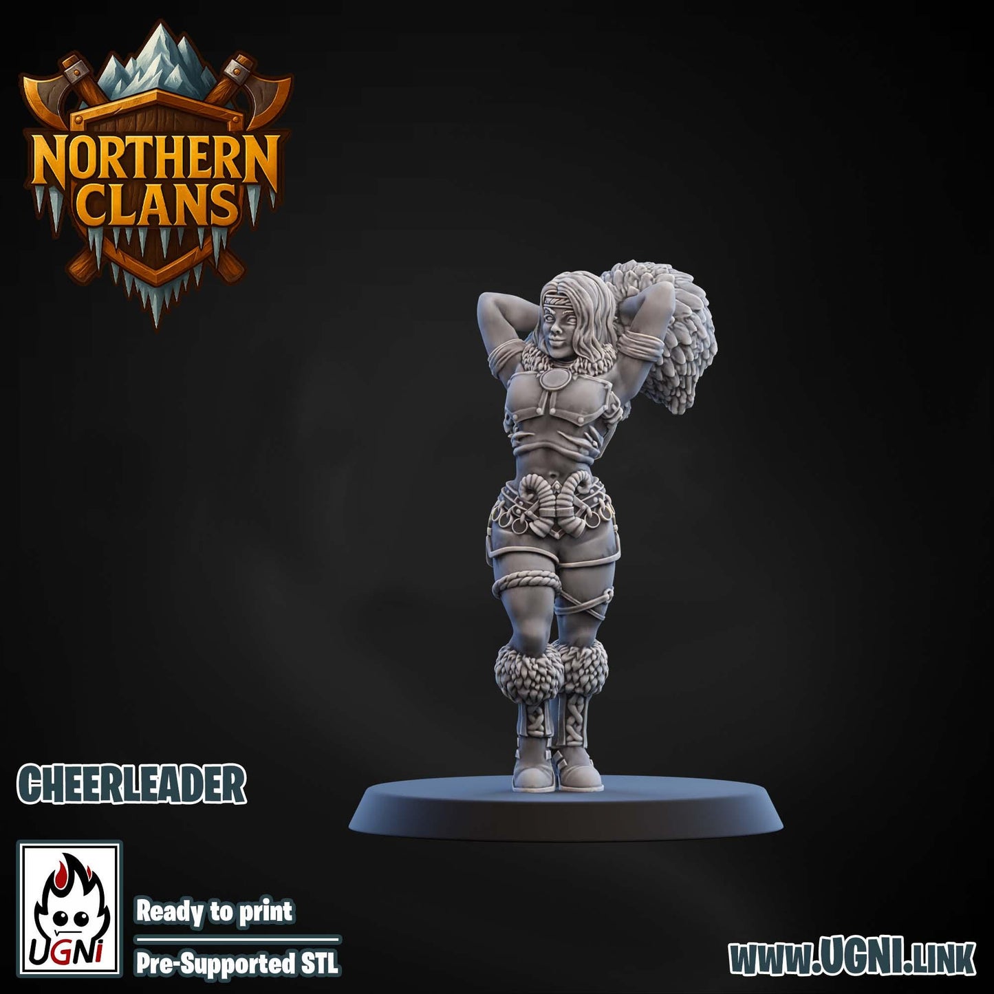 Cheerleaders x3 | Northern Clans | Norsemen | Fantasy Football | Ugni Miniatures | 12k Resin Quality