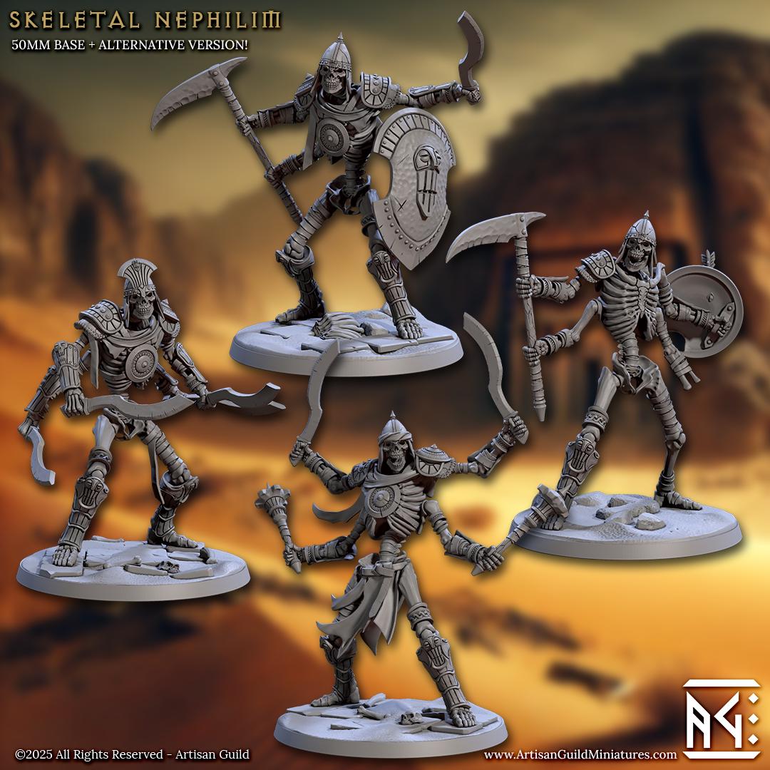 Skeletal Nephilim | 50mm Base | Large | 32mm | Artisan Guild | Tombkeepers | Undead Army | Miniature | 3D Printed | 8K Quality
